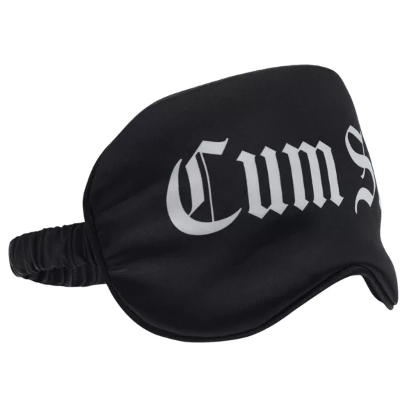 Ох! - сатенена маска за очи с надпис „Cum Slut“ (черна)