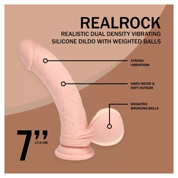 RealRock - реалистичен вибратор с двойна плътност (телесен цвят) - 18 см