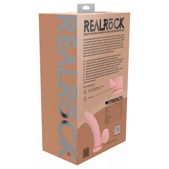 RealRock - двуплътен реалистичен вибратор (телесен цвят) - 20 см
