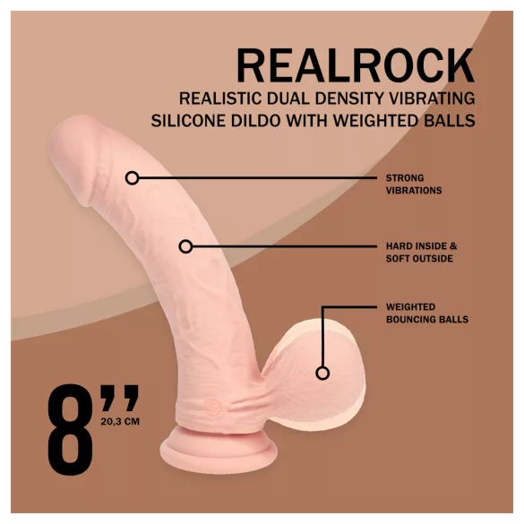RealRock - двуплътен реалистичен вибратор (телесен цвят) - 20 см