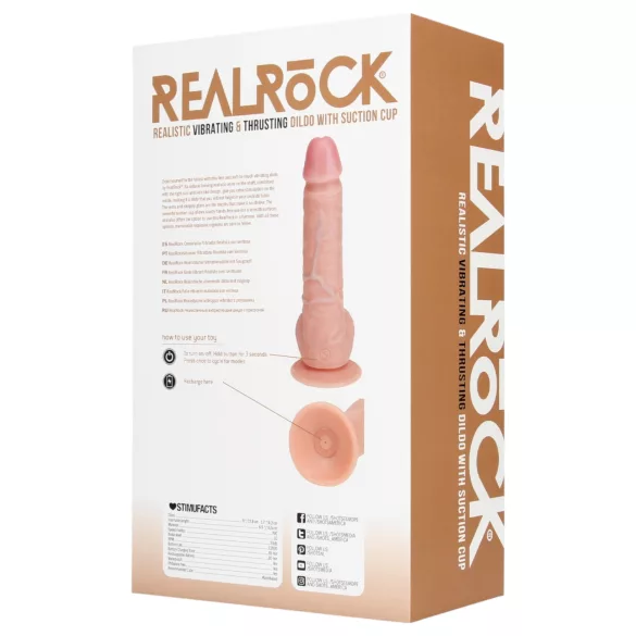 RealRock - вибратор с вендуза и тласкане - телесен цвят 20,5см