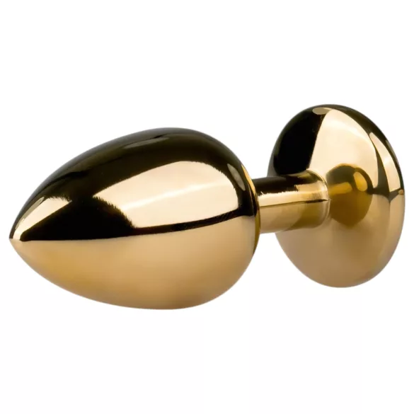 EasyToys Metal No.1 - анален плъг конус с лилав камък (златист, 2,5 cm)