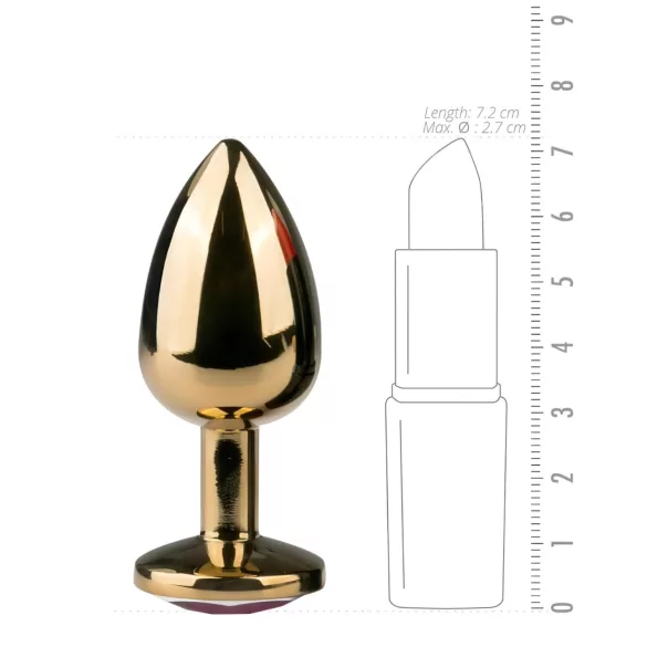 EasyToys Metal No.1 - анален плъг конус с лилав камък (златист, 2,5 cm)