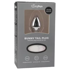   EasyToys Bunny NO1 - метален анален плъг с заешка опашка (сребристо-бял)