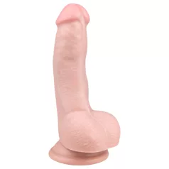   Easytoys - дилдо с вакуум, с тестиси - 15см, телесен цвят