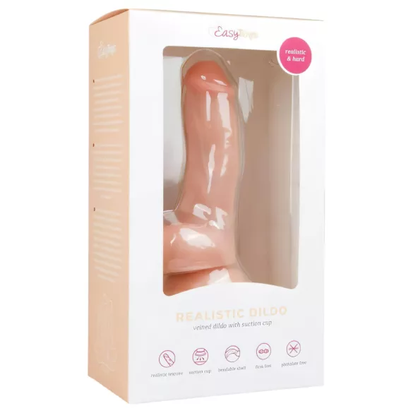 Easytoys - дилдо с вакуум, с тестиси - 15см, телесен цвят