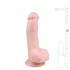 Easytoys - дилдо с вакуум, с тестиси - 15см, телесен цвят