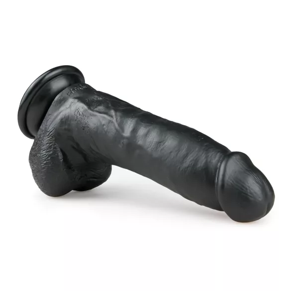 Easytoys - дилдо с тестиси и вакуумна основа - 20 см - черен