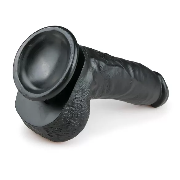Easytoys - дилдо с тестиси и вакуумна основа - 20 см - черен