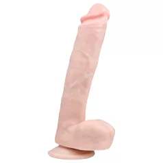   Easytoys - дилдо с вакуумна основа и тестиси - 26,5 см - телесен цвят