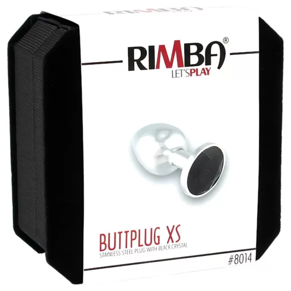 Rimba XS - метален анален плъг със сребрист цвят и черен камък