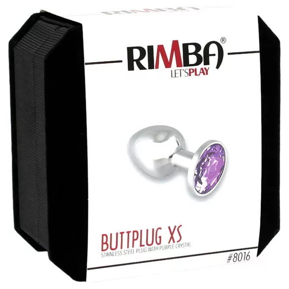 Rimba - анален разширител с лилав камък - метален, сребрист, XS