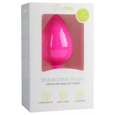   EasyToys Diamond - анален плъг с бял камък (голям, розов)