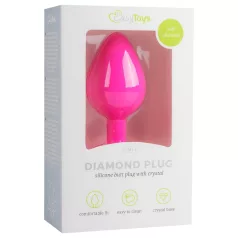   Easytoys - анален разширител с бял камък - розов, среден размер