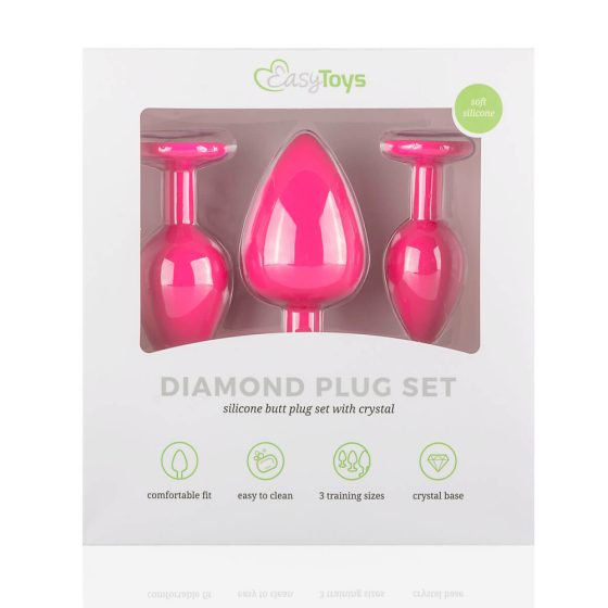 Easytoys Diamond - комплект анални дилда (розови)