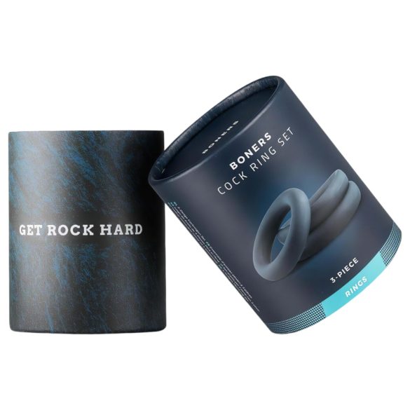 Boners - комплект пенис пръстени - 3 броя - сив