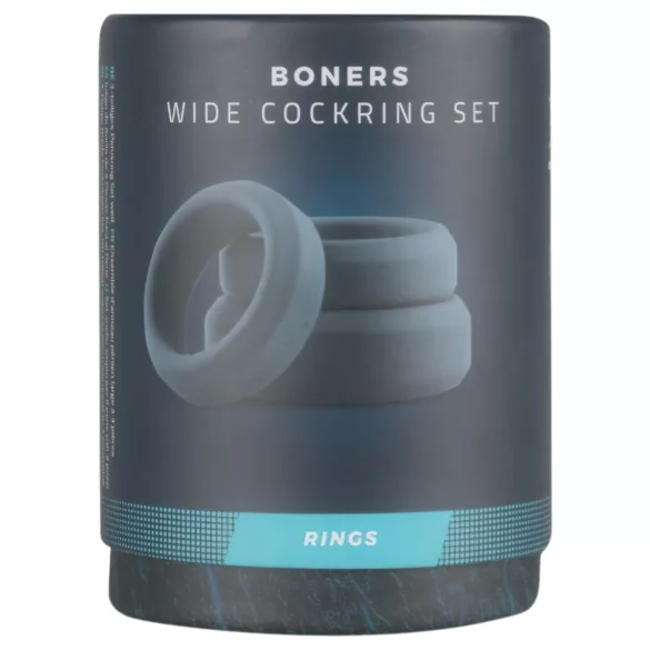 Boners - комплект силиконови пенис рингове - 3 броя - сив