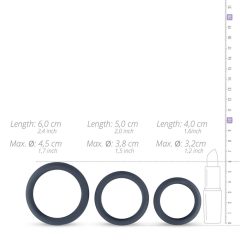   Boners - комплект силиконови пръстени за пенис - 3db (сив)
