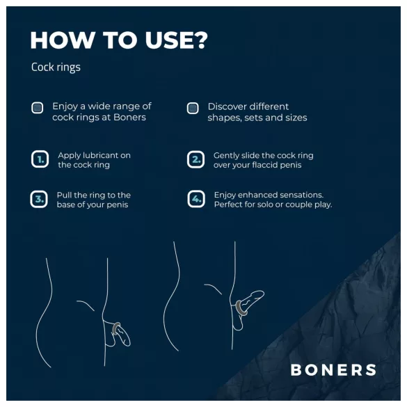 Boners - комплект силиконови пенис рингове - 3 броя - сив