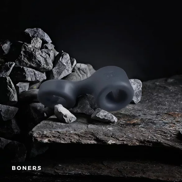 Boners - пенис ринг и пръстен за разтягане на тестиси - силикон, сив