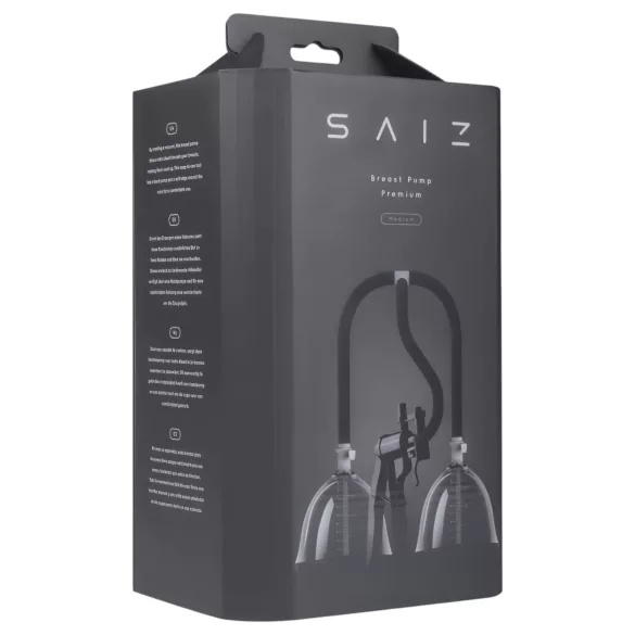 Saiz Premium - двойна помпа за гърди - малка - прозрачно-черна