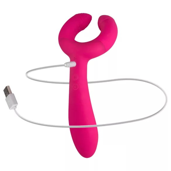 Easytoys Couple - вибратор за двойки - акумулаторен, водоустойчив - розов