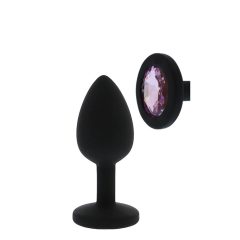   Любими за всички времена - лилав силиконов анален вибратор с камъни (черен)