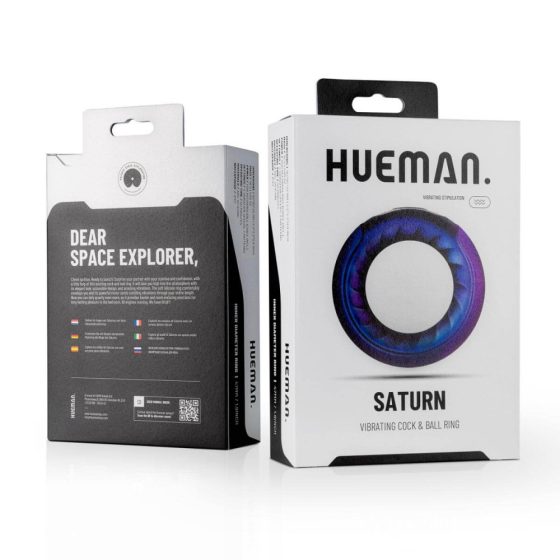 Hueman Saturn - водоустойчив вибриращ пенис пръстен с батерия (лилав)