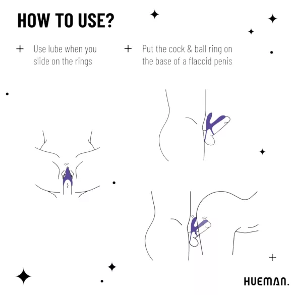 Hueman Infinity Ignite - вибриращ пенис и тестикуларен пръстен - лилав