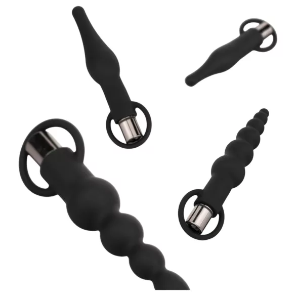 Easytoys - вибриращ анален комплект с батерия - 4 части - черен