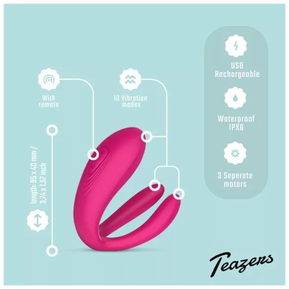 Teazers - вибратор за двойки с 3 мотора - розов