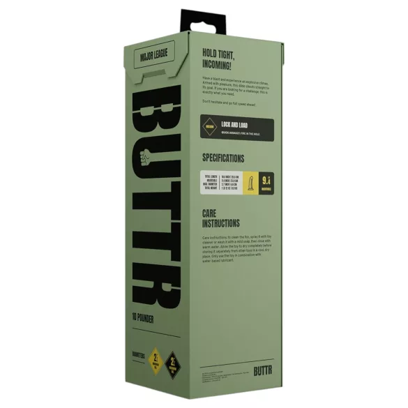 BUTTR Double Ribbed - гигантски оребрен анален плъг (черен) - 26 см