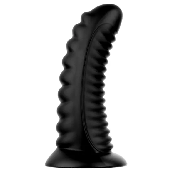 BUTTR Double Ribbed - гигантски оребрен анален плъг (черен) - 26 см