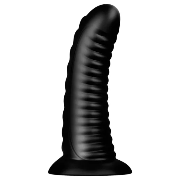 BUTTR Double Ribbed - гигантски оребрен анален плъг (черен) - 26 см