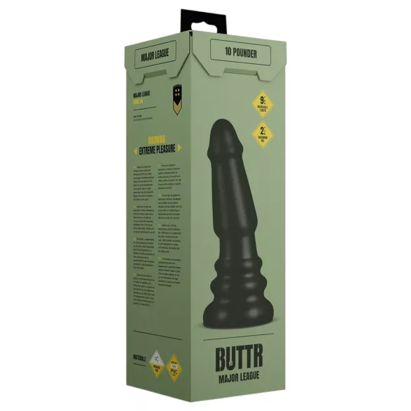 BUTTR Tactical II - гигантски анален плъг (черен) - 26 см