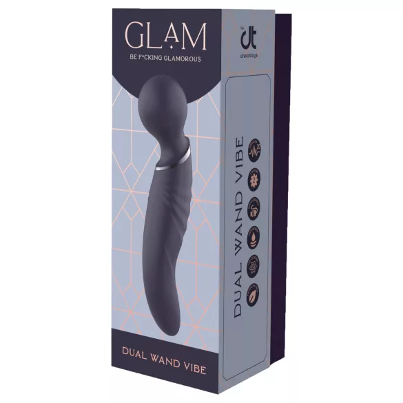 Glam - двустранен уанд вибратор (тъмносив)