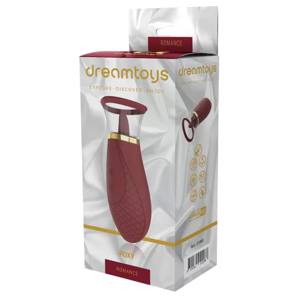 Dreamtoys Roxy - вибратор с всмукване и обливане - бордо