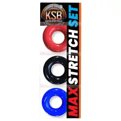   Kiotos Max-Stretch - разтегаем комплект пенис пръстени (черен/червен/син)