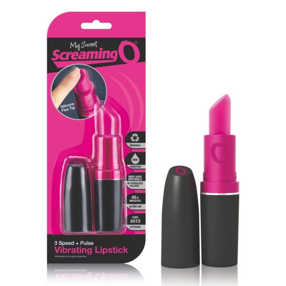 Screaming Lipstick - Вибратор за червило (черно-розов)