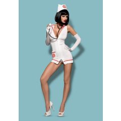   Обсебваща спешна помощ - комплект костюми на медицинска сестра - бял (S/M)