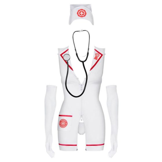 Обсебваща спешна помощ - комплект костюми на медицинска сестра - бял (S/M)