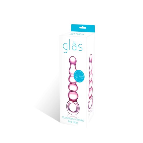 GLAS - Стъклен анален вибратор с мъниста (розов)