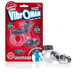   Screaming Vibroman - вибриращ пенис пръстен - черен (3 части)