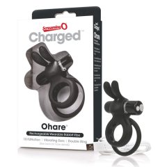   Screaming O Ohare - вибриращ пенис пръстен с батерия, зайче (черен)