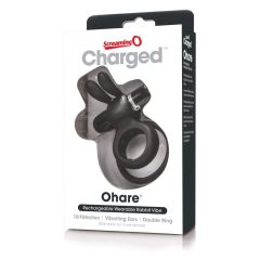   Screaming O Ohare - вибриращ пенис пръстен с батерия, зайче (черен)