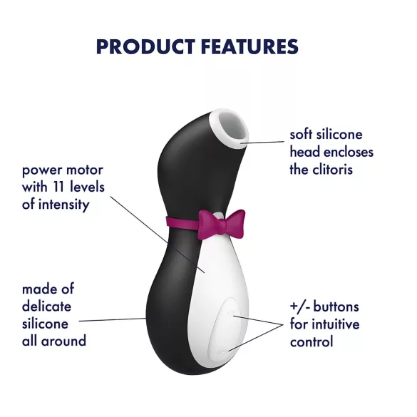 Satisfyer Penguin - клитор стимулатор акумулаторен водоустойчив - черно-бял