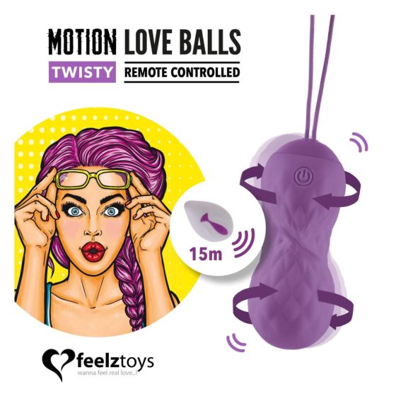 FEELZTOYS Twisty - радиоуправляемо, водоустойчиво, въртящо се вибриращо яйце (лилаво)