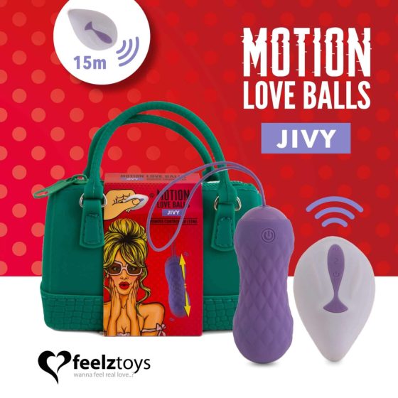 FEELZTOYS Jivy - вибриращо яйце с батерия, радио, водоустойчиво, с буталка (лилаво)