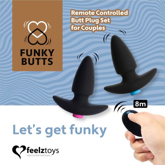FEELZTOYS Funkybutts - Акумулаторни, радиоуправляеми анални вибратори - (черни) -