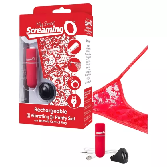 Screaming O - вибриращи бикини - червени - S-L